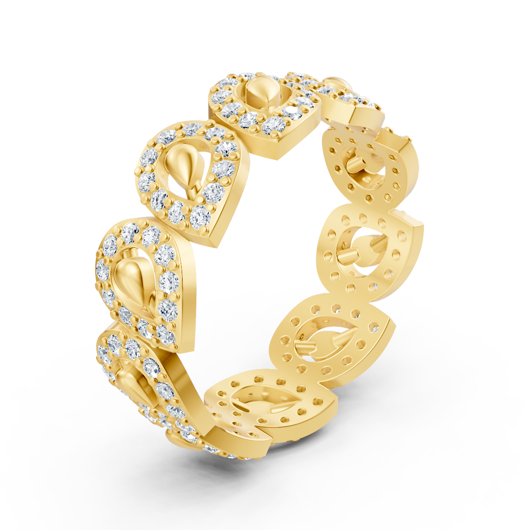 Opulent yellow gold ring with diamonds – sparkling sea of flowers design