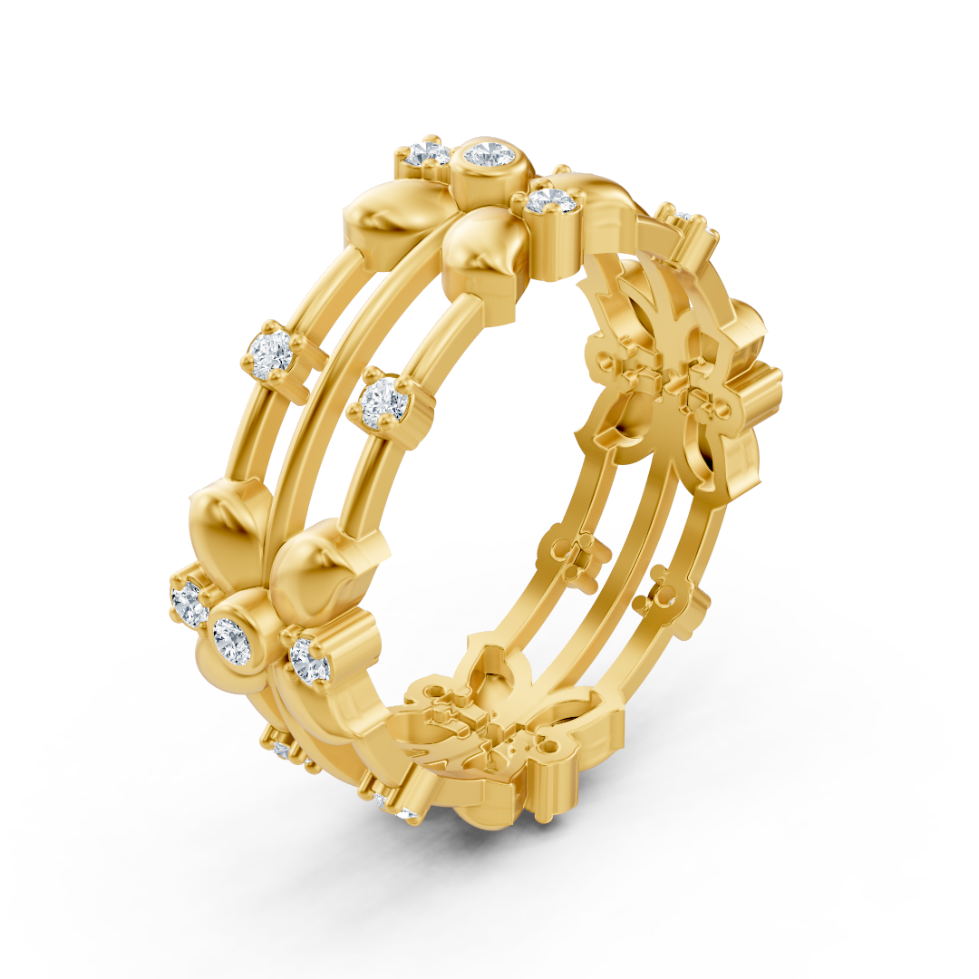 14 carat yellow gold Pırlanta Floral Ring "Flower Wreath