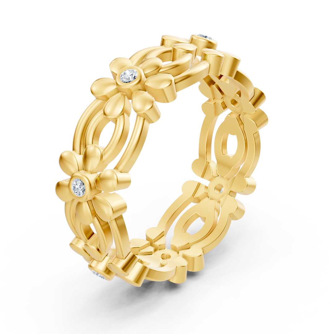 14 carat yellow gold Pırlanta flower ring "Delicate Blossom"