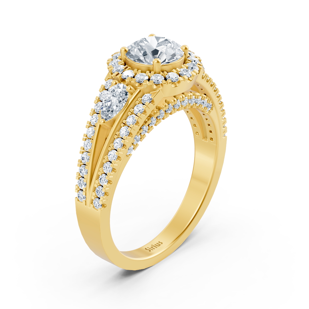 Yellow gold diamond & emerald engagement ring