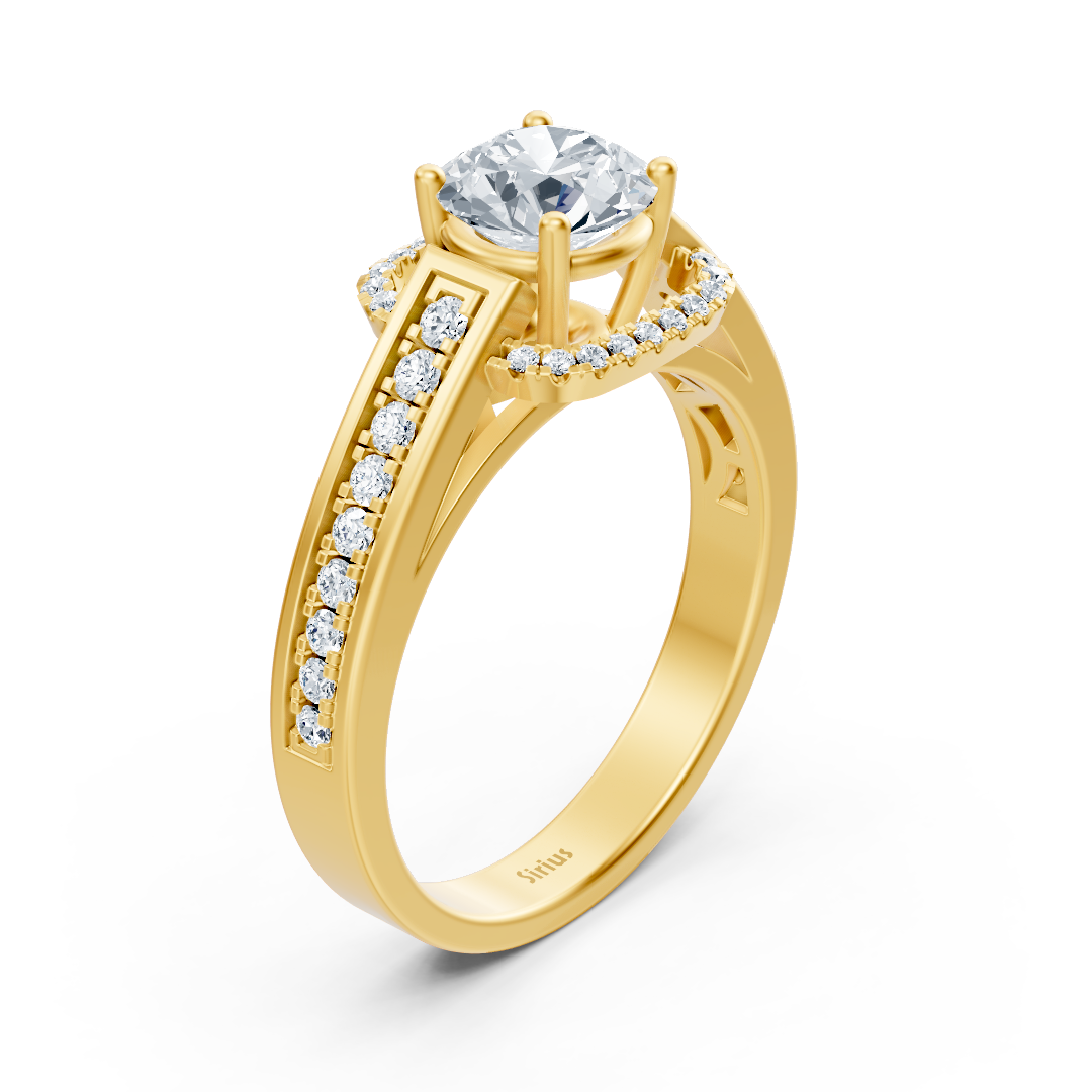 Elegant yellow gold side stone diamond ring