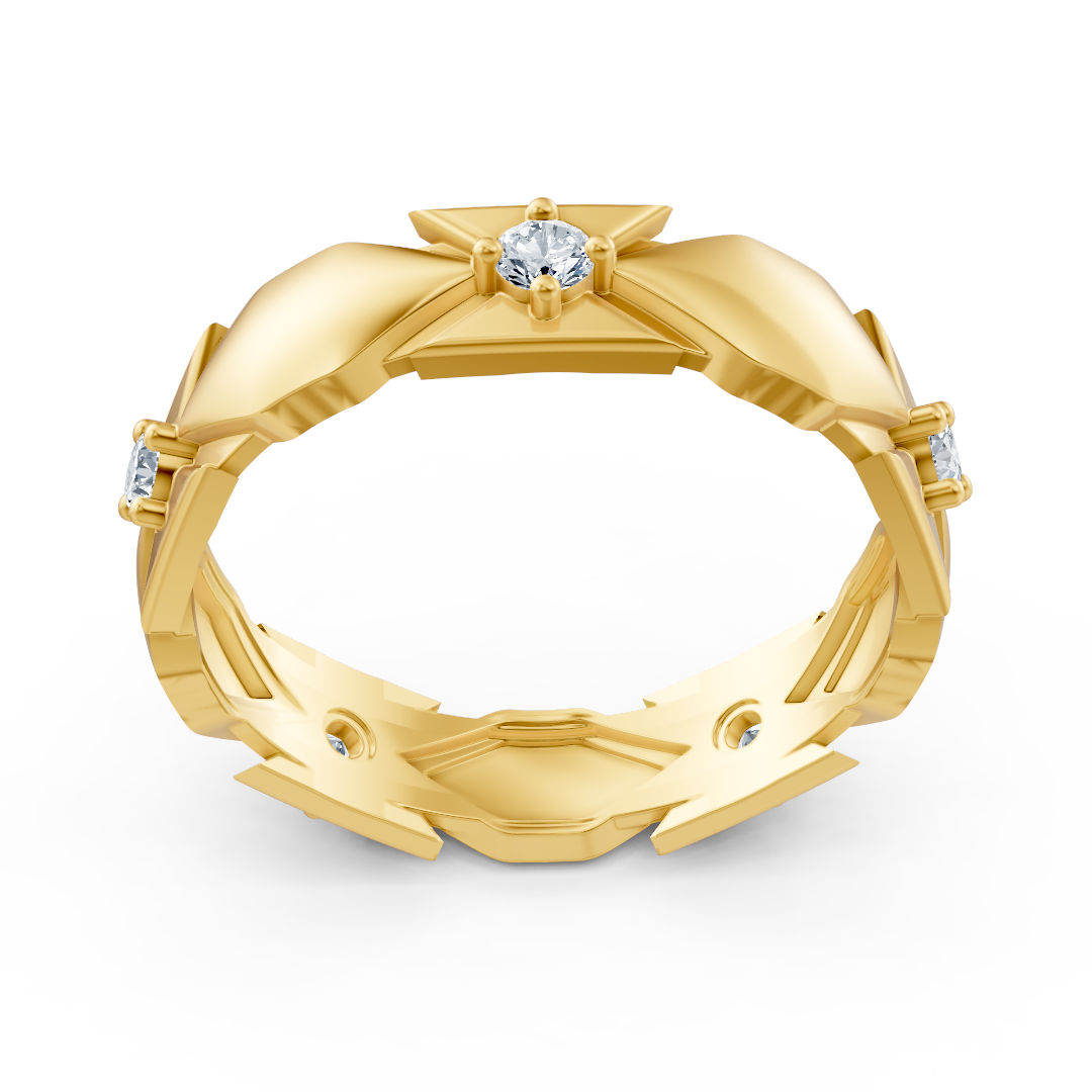 Anneau de diamant en or jaune exclusif avec design moderne