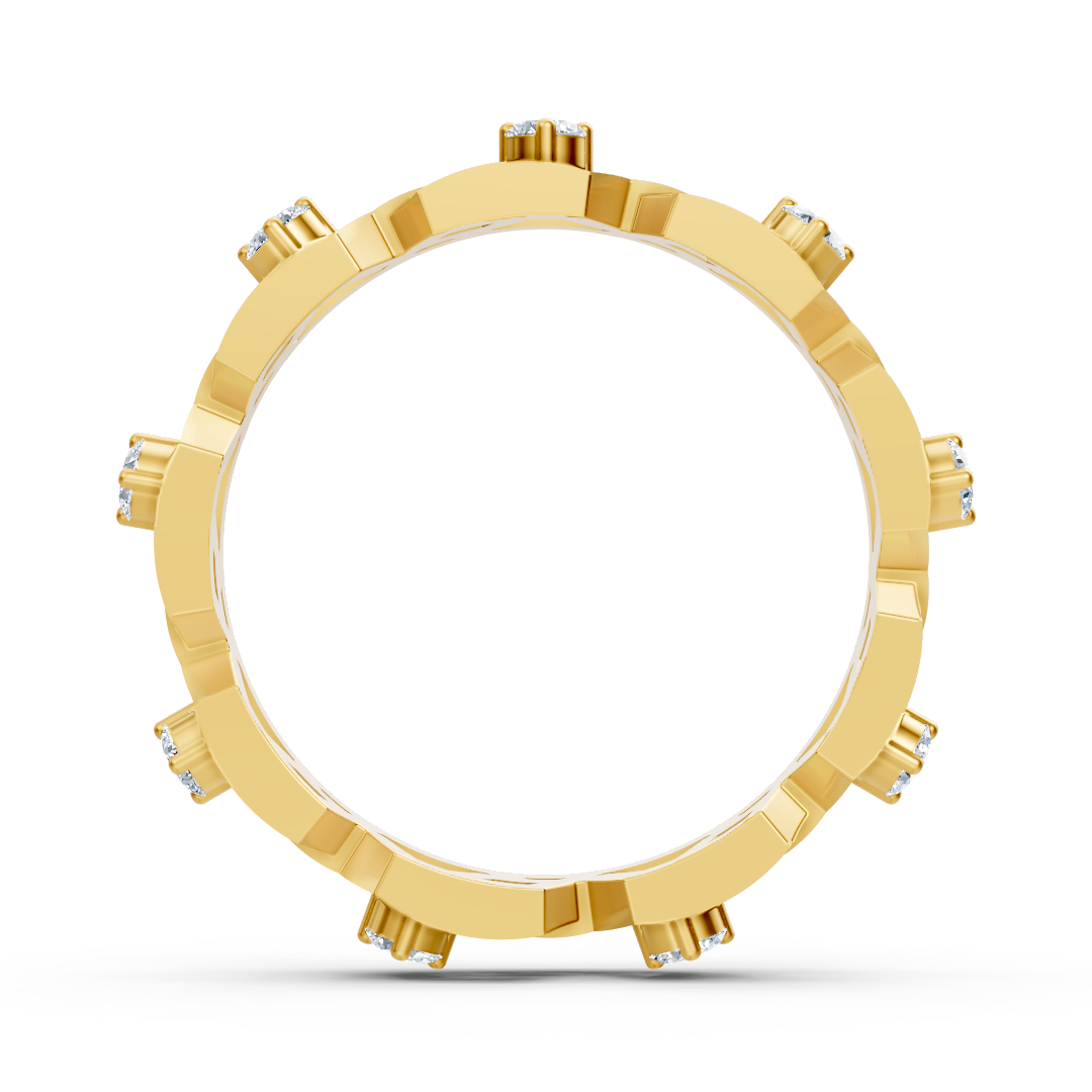 Geometrischer Gelbgoldring mit Diamanten