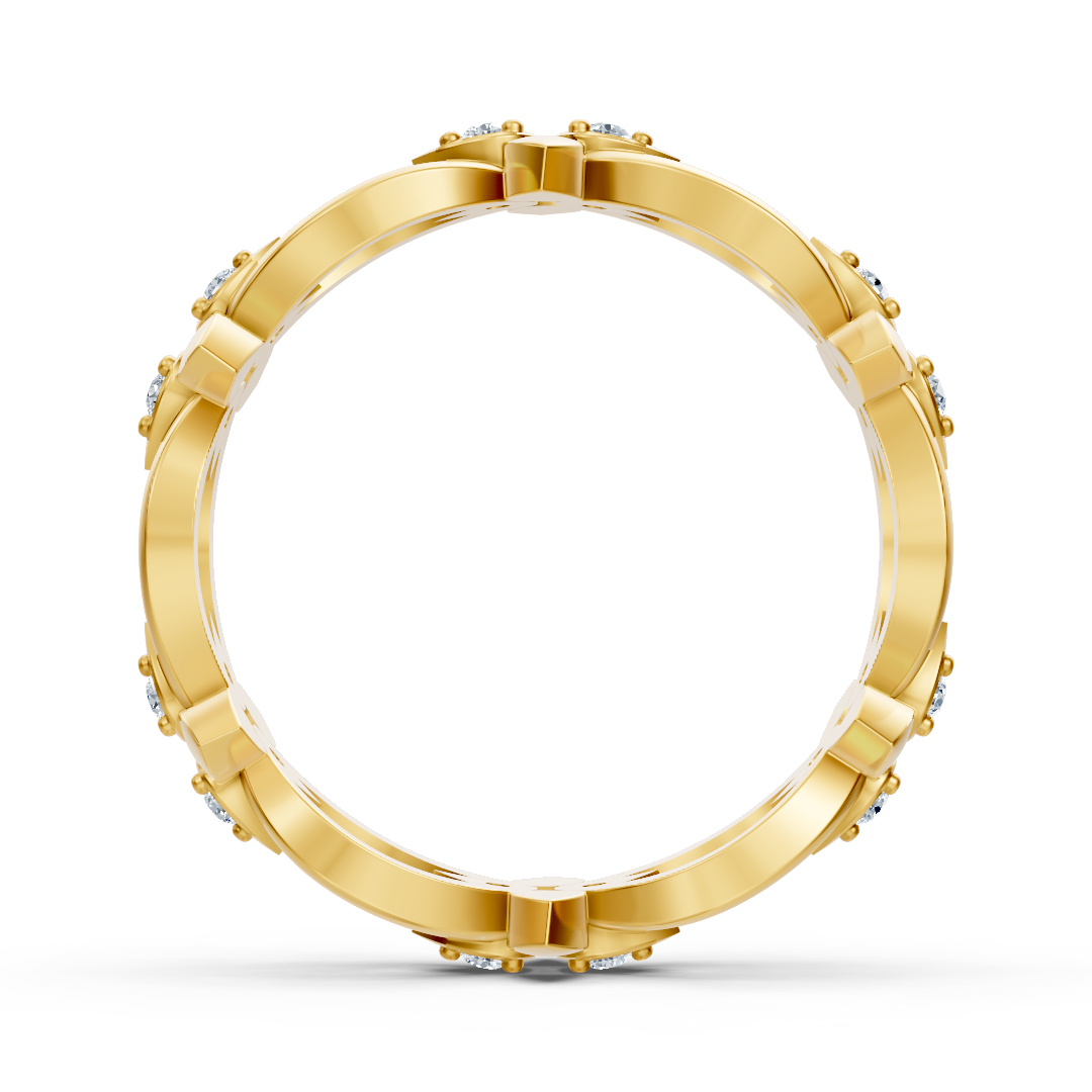 Bague en or jaune avec diamant et motif pétale