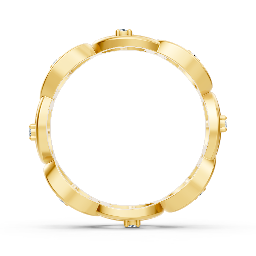 Gelbgoldener Diamantring mit Kettenglieddesign