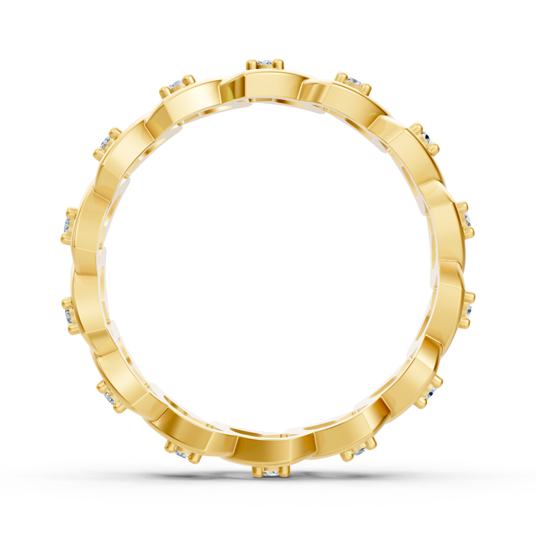 Bague élégante en or jaune avec diamants taille ronde – design délicat