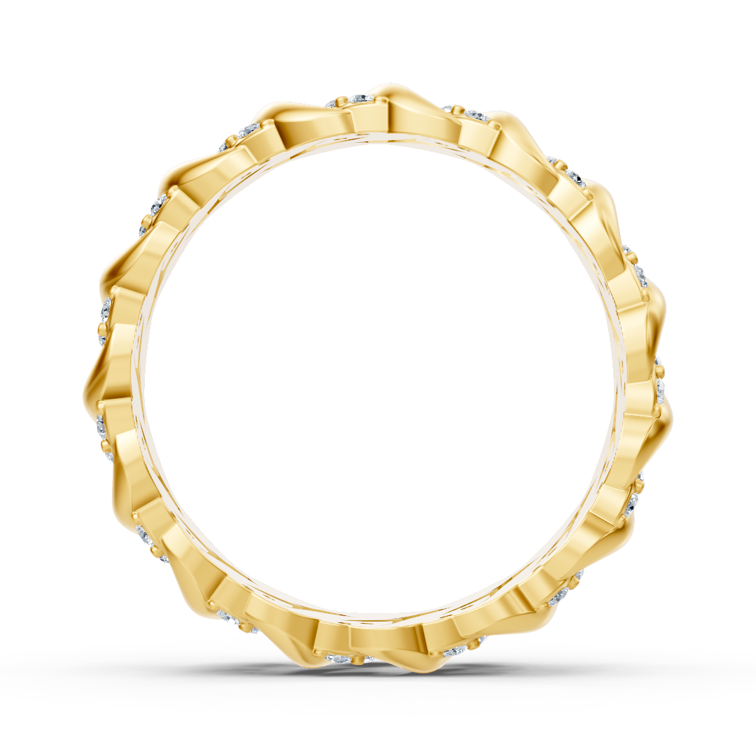 Bague délicate en or jaune avec diamants en forme de vrille de cœur