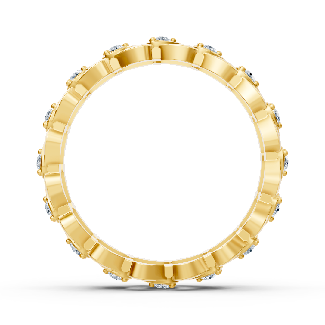 Bague élégante en or jaune avec diamants – motif feuille en filigrane