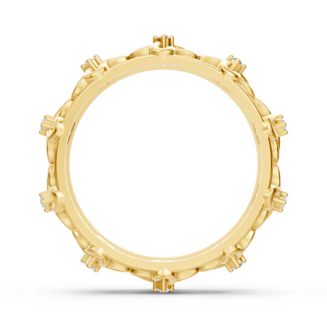 Bague élégante en or jaune avec diamants ronds en forme de griffes