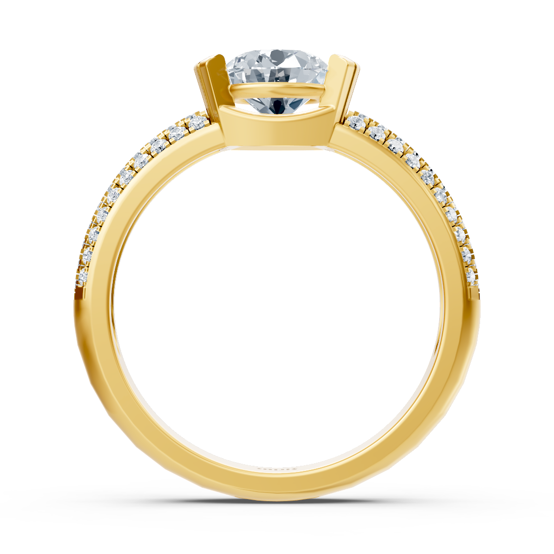 Bague de fiançailles moderne avec diamant solitaire en or jaune 14 carats