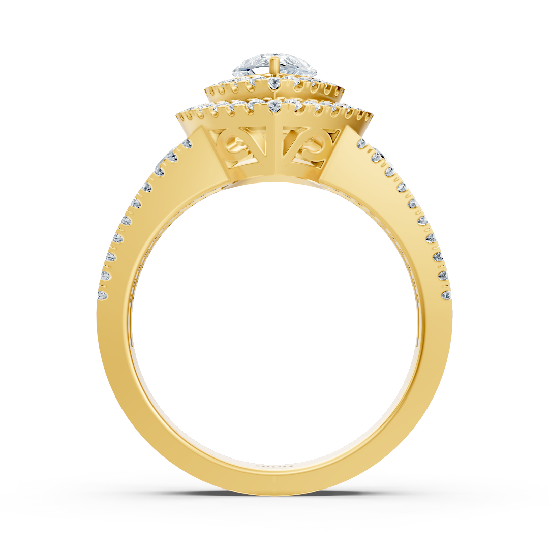 Birgie Halo Diamond & Sapphire Engagement Ring Yellow Gold