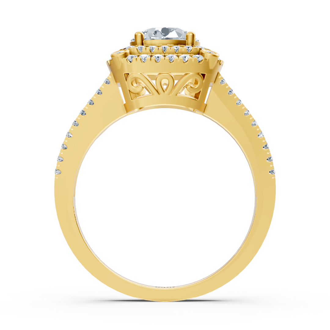 yellow gold double halo diamond engagement ring