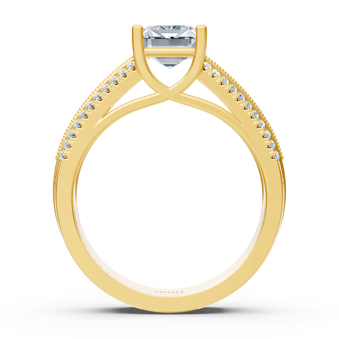 yellow gold octagon diamond engagement ring
