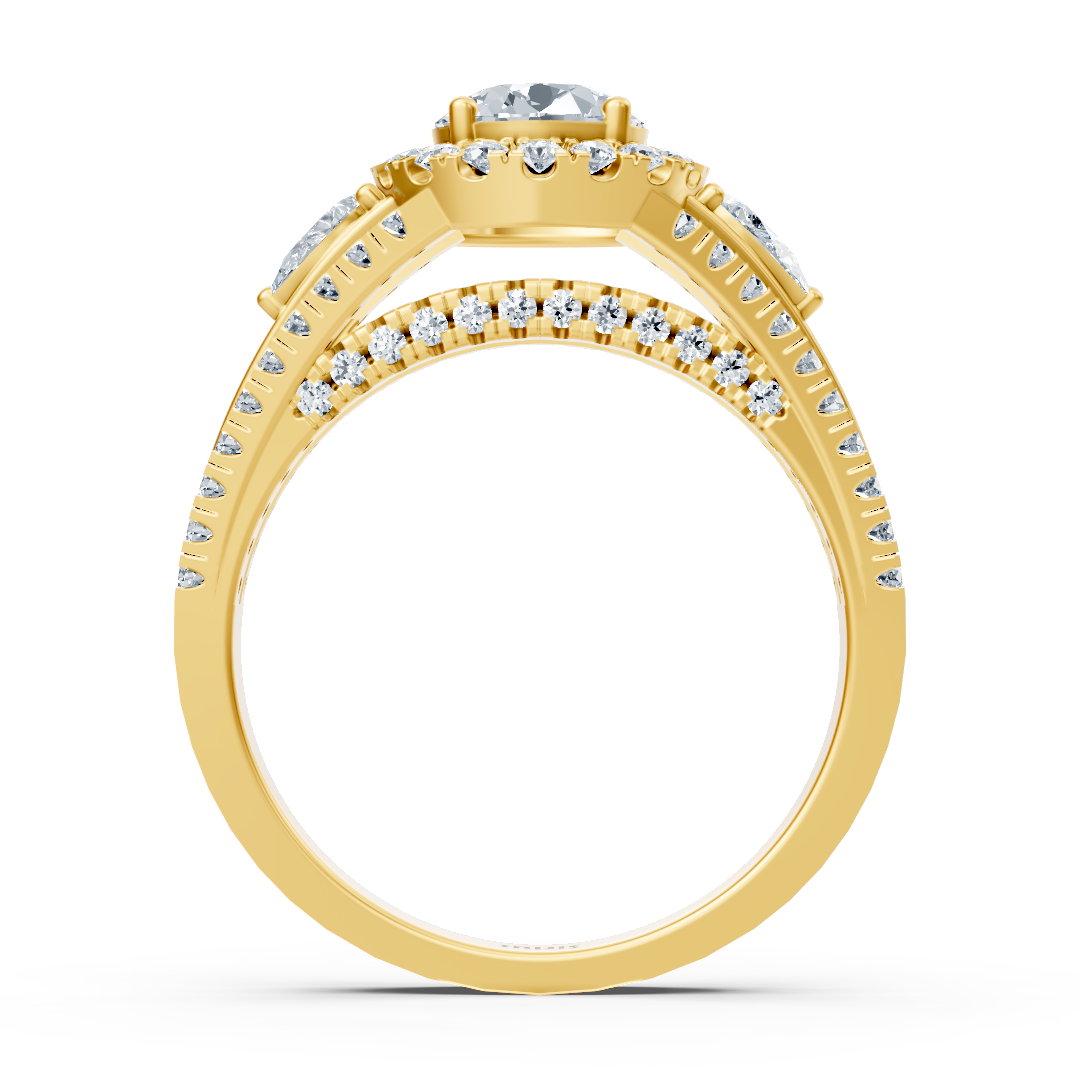 Yellow gold diamond & emerald engagement ring