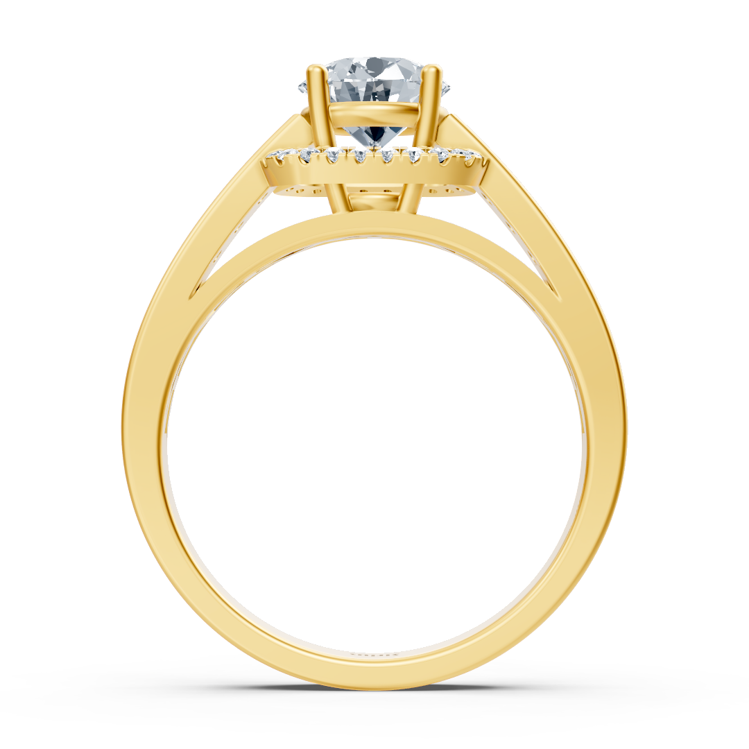 Elegant yellow gold side stone diamond ring