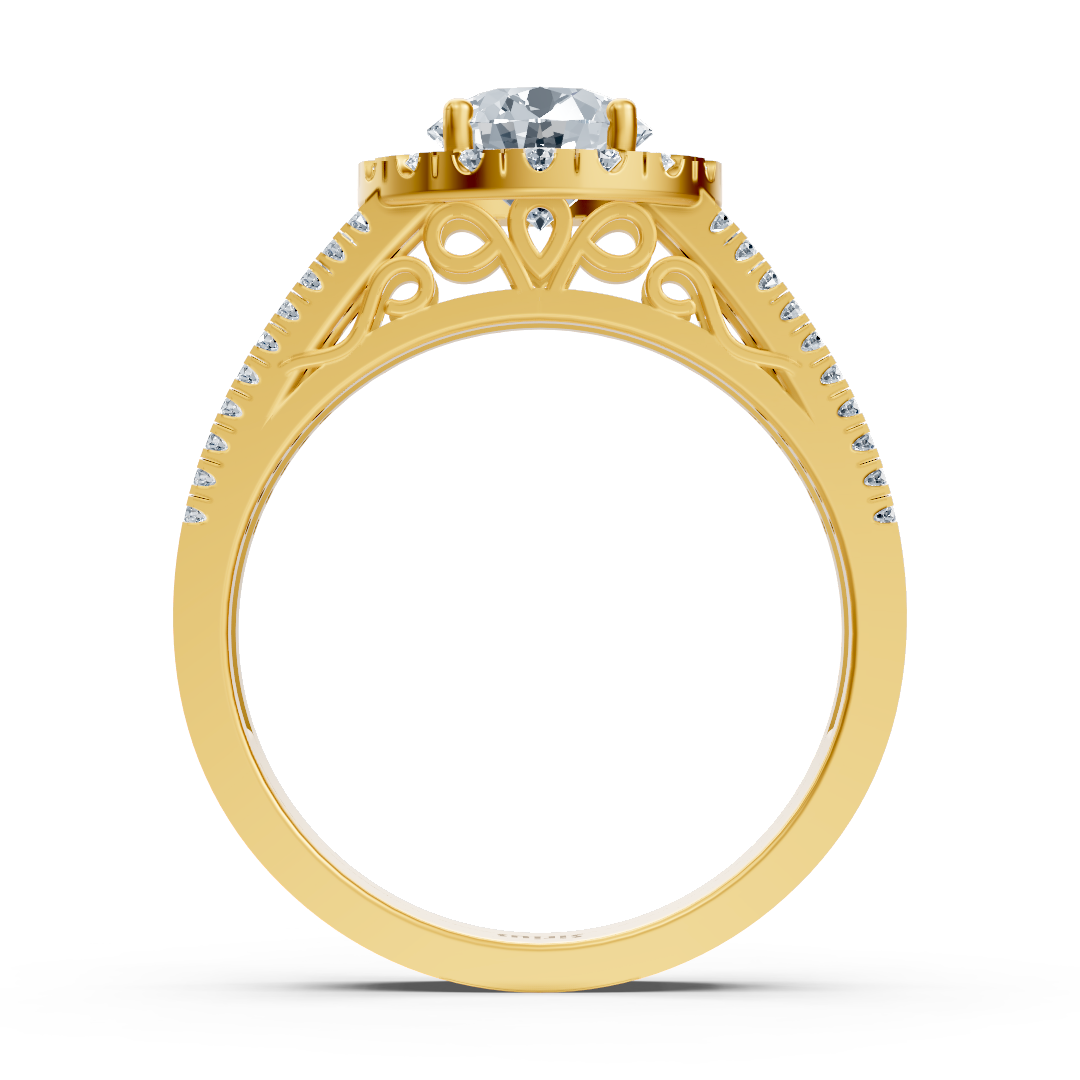 Halo Weisstopas Diamantring Gelbgold