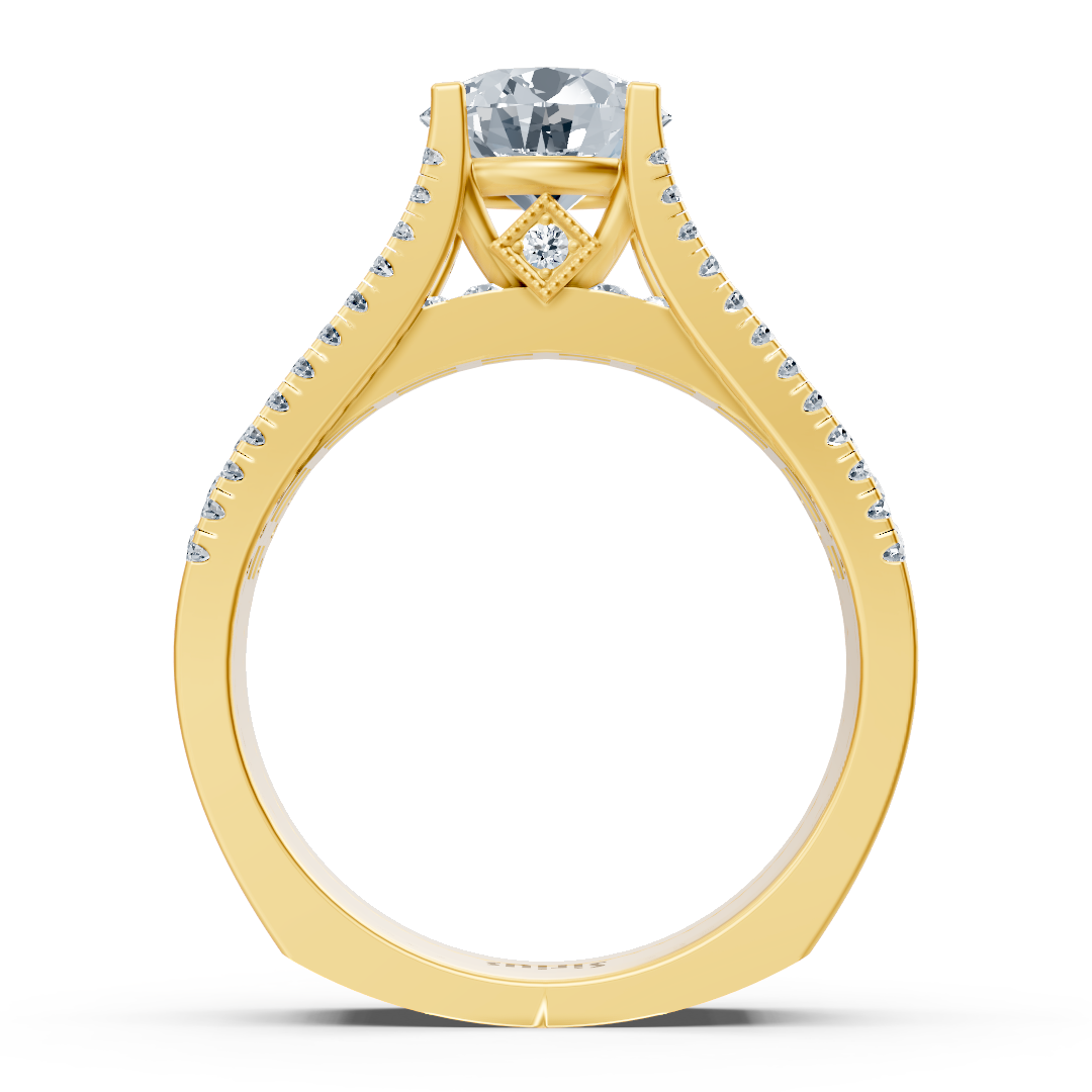 Bague Éternité et Pavé de Diamants en Or Jaune