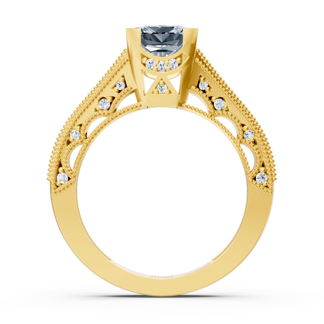 Vintage Inspired Diamond Ring Yellow Gold