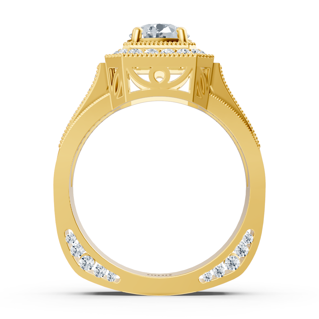 Birgie Sirius Gelbgold Passion Halo Diamantring mit Oktagon Schliffkranz