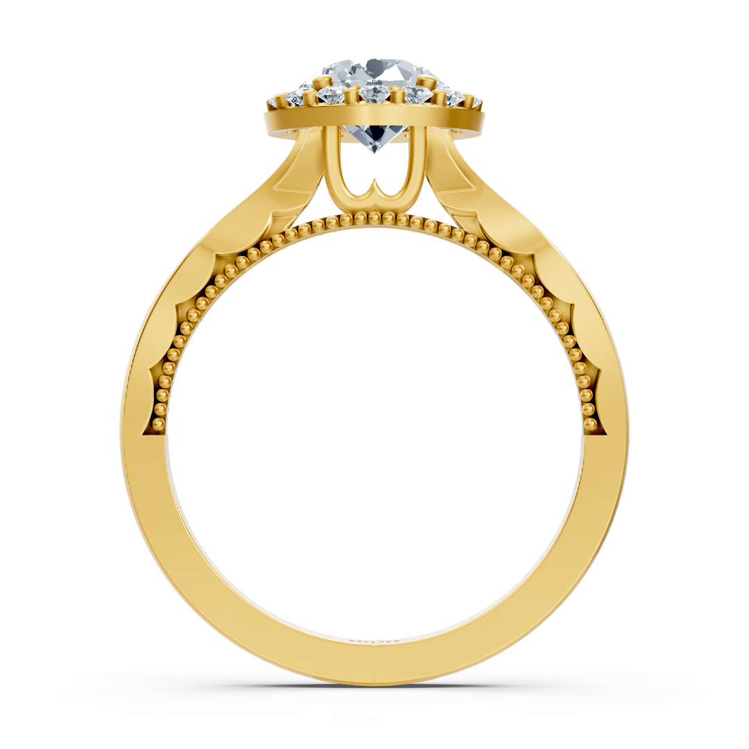 1.00 Carat Halo Solitaire Diamond Engagement Ring in Yellow Gold