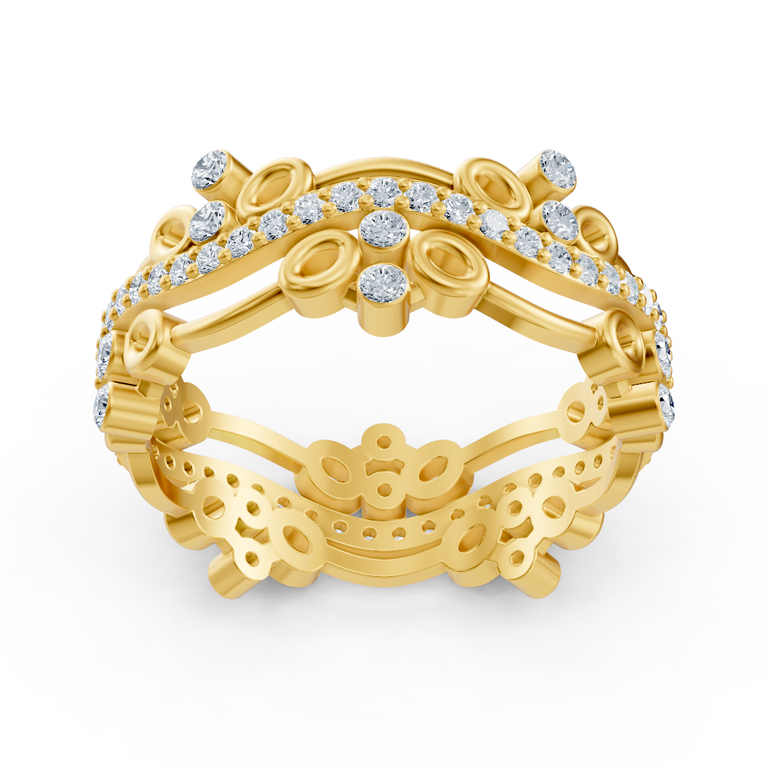 Verspielter Kreis Diamantring - 14K Gelbgold, ca. 0.51 Karat