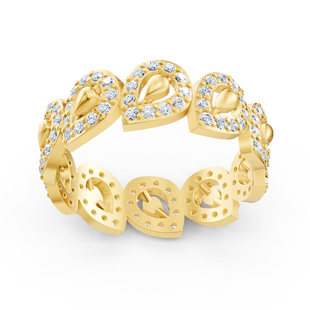 Opulent yellow gold ring with diamonds – sparkling sea of flowers design