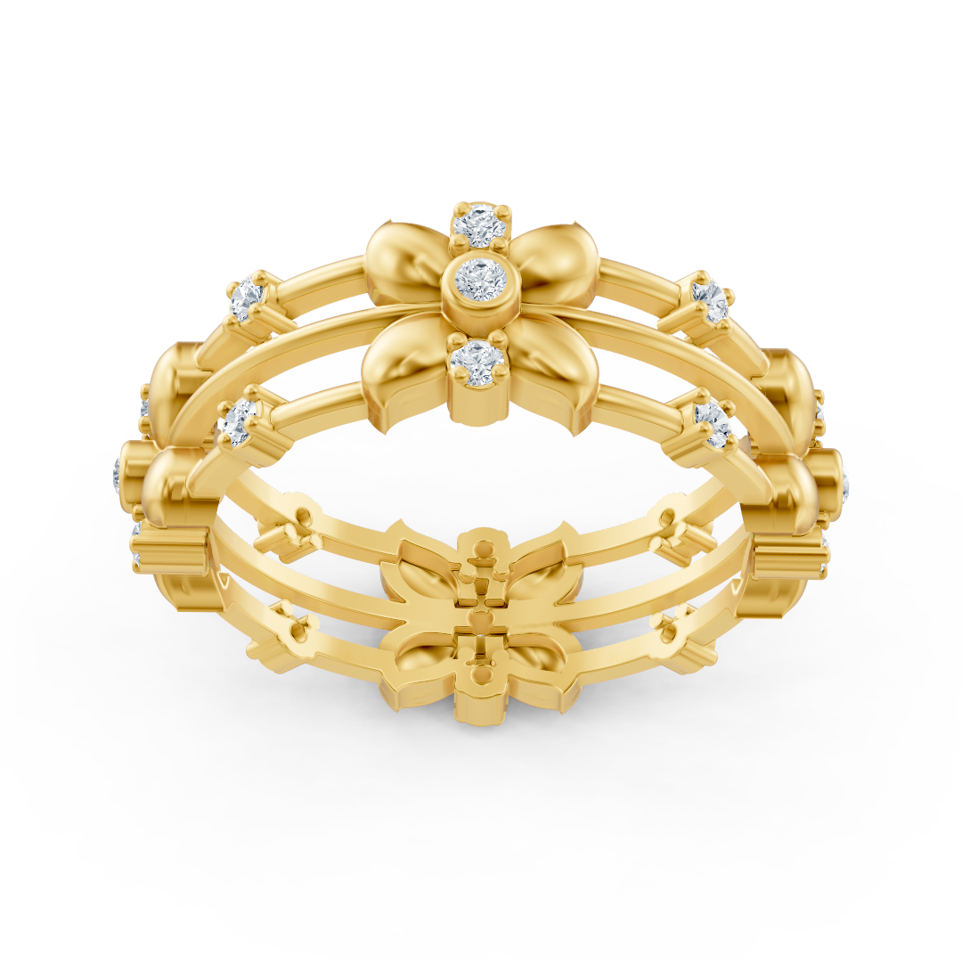 14 carat yellow gold Pırlanta Floral Ring "Flower Wreath