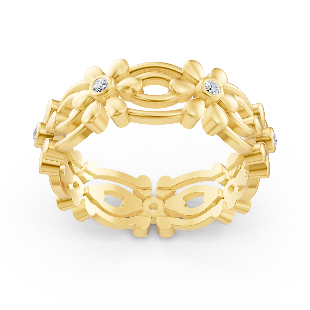 14 carat yellow gold Pırlanta flower ring "Delicate Blossom"