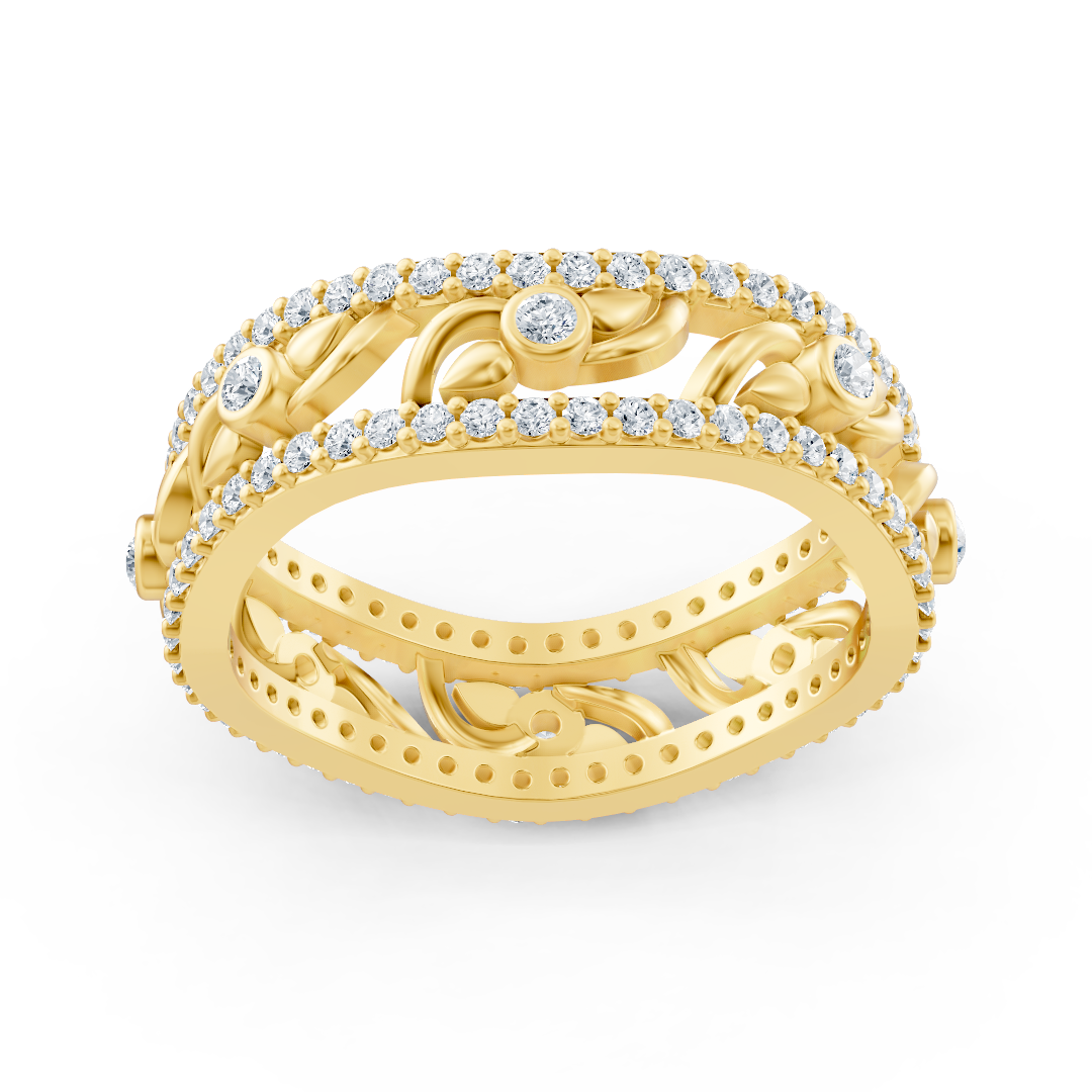 Birgie 14K Yellow Gold Diamond Heart Vine Ring - Romantic Elegance