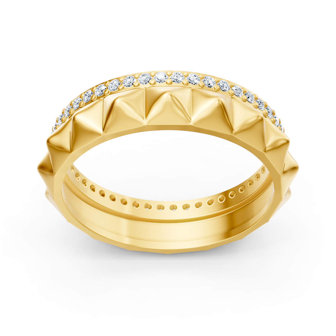 Bague élégante en or jaune avec diamants ronds en forme de griffes