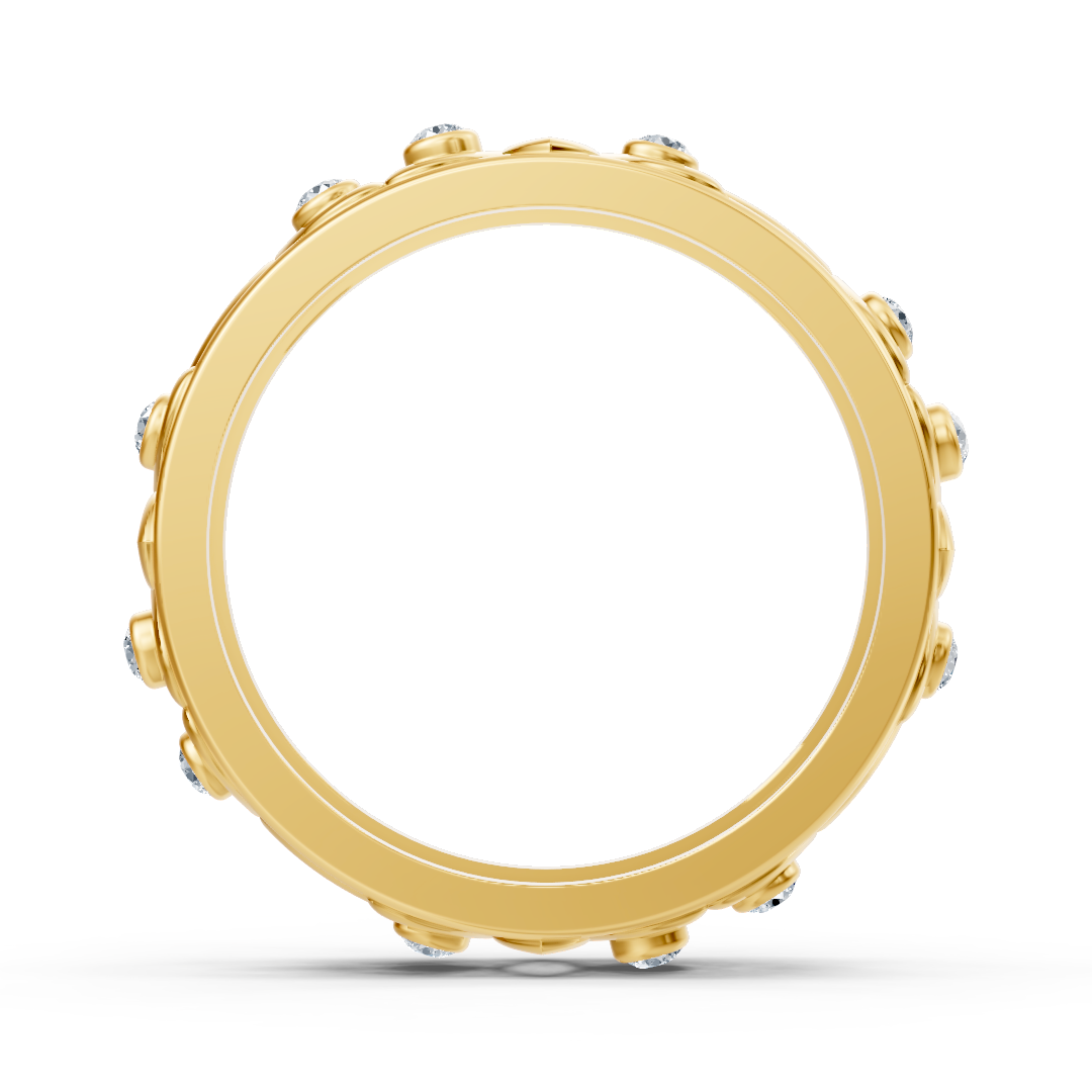Bague moderne en or jaune avec diamants ronds en forme de lunette