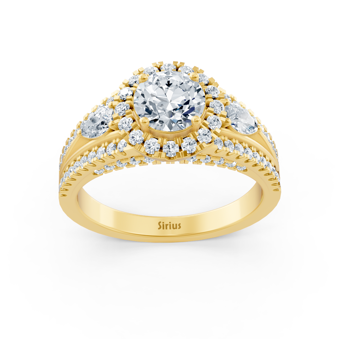 Yellow gold diamond & emerald engagement ring