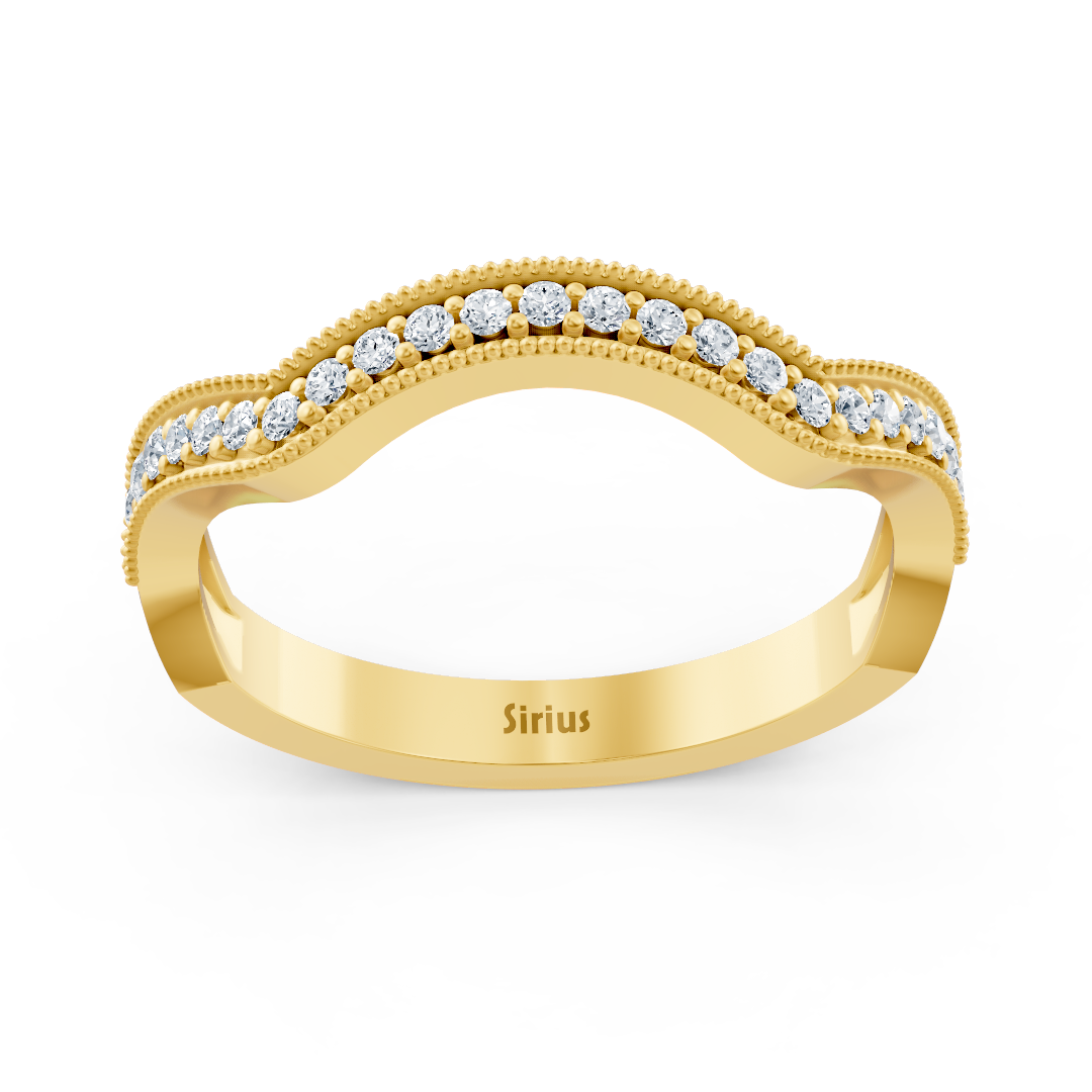 Alliance courbée en or jaune avec diamant de 0,19 carat