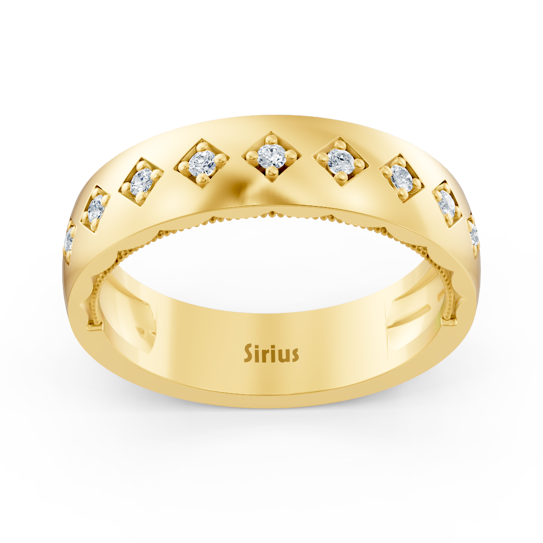 Bague élégante en or jaune et diamant | 14K | 0,11 ct