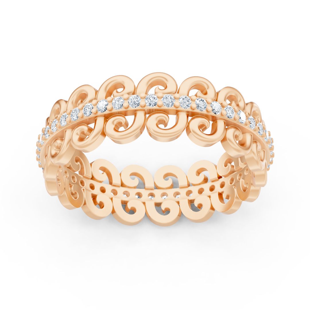 Graceful snail pattern diamond ring - 14K rose gold, approx. 0.28 carats
