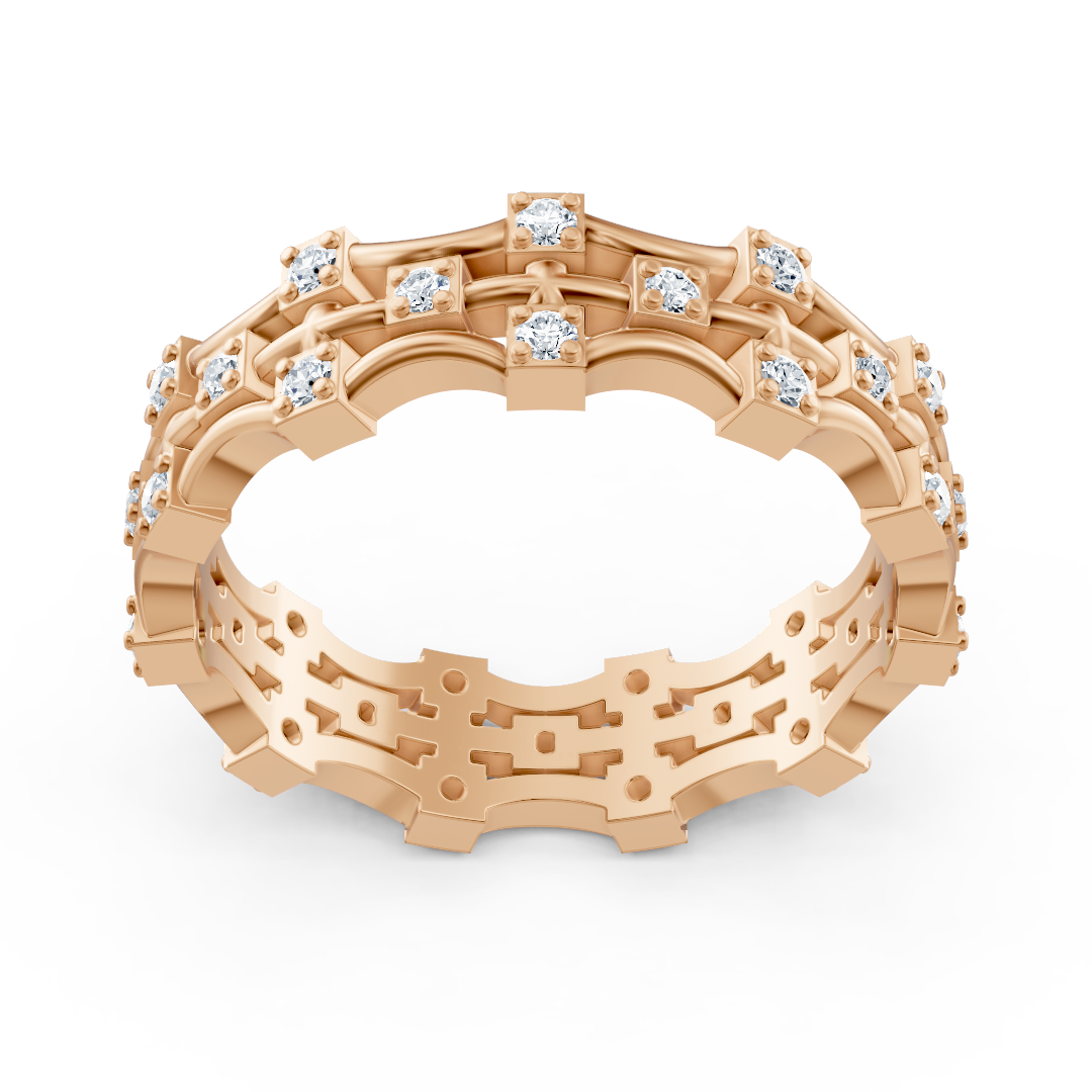 14 carat rose gold diamond modern ring - filigree ladies' ring for every day