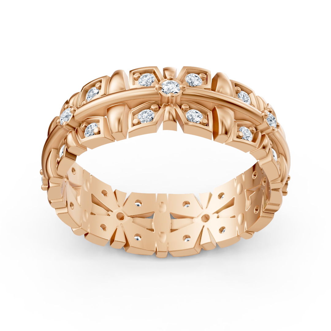 Bague en or rose 14 carats avec diamants - une élégance intemporelle au quotidien