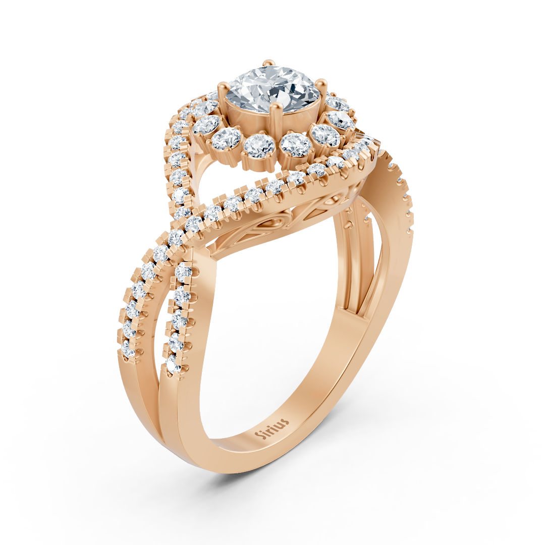 rose gold diamond halo engagement ring