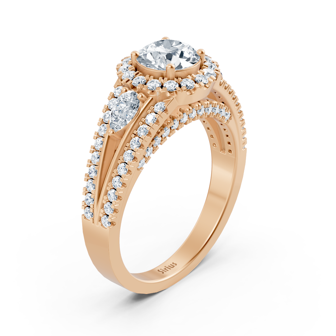 Rose gold diamond & emerald engagement ring