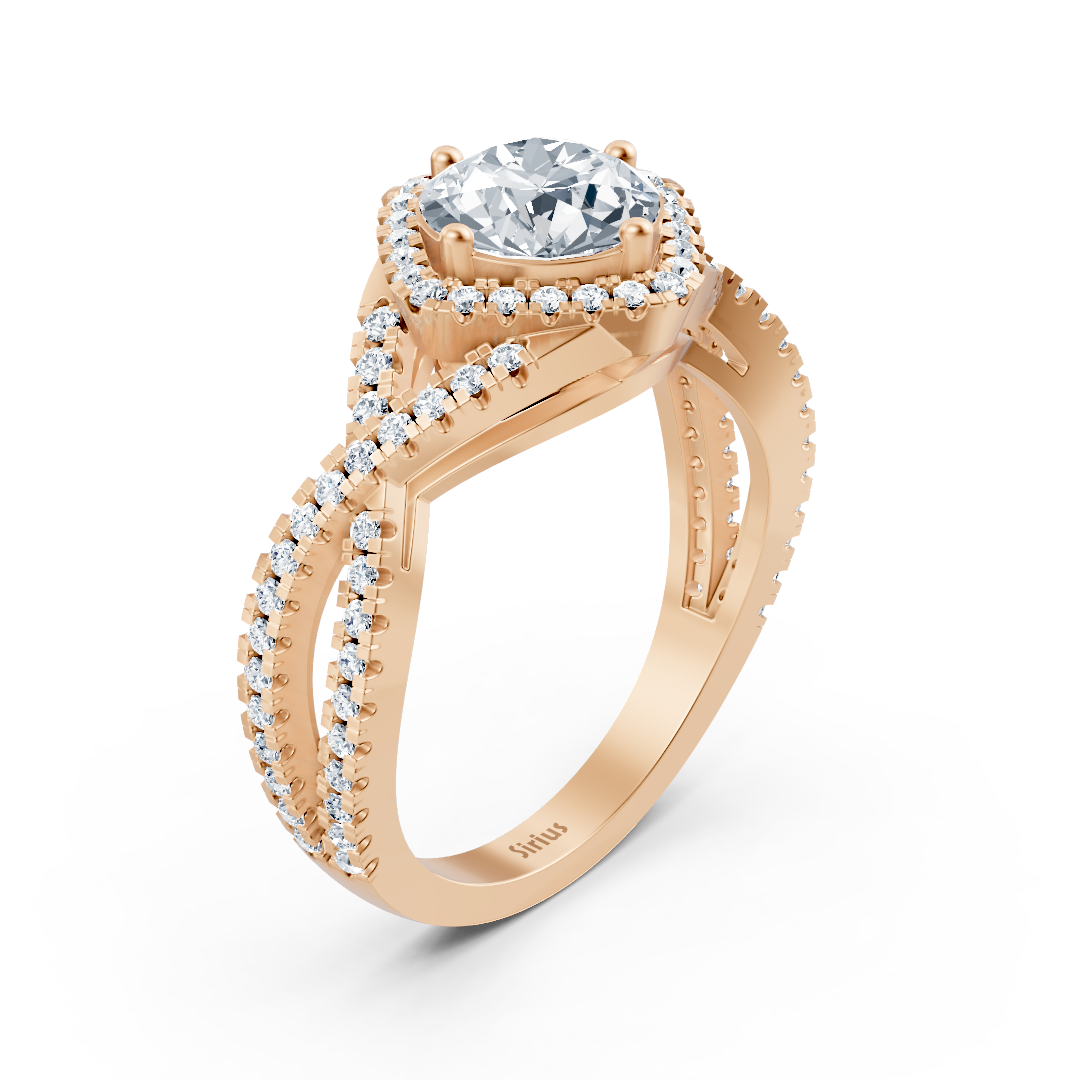 Diamant Halo Verlobungsring aus Roségold