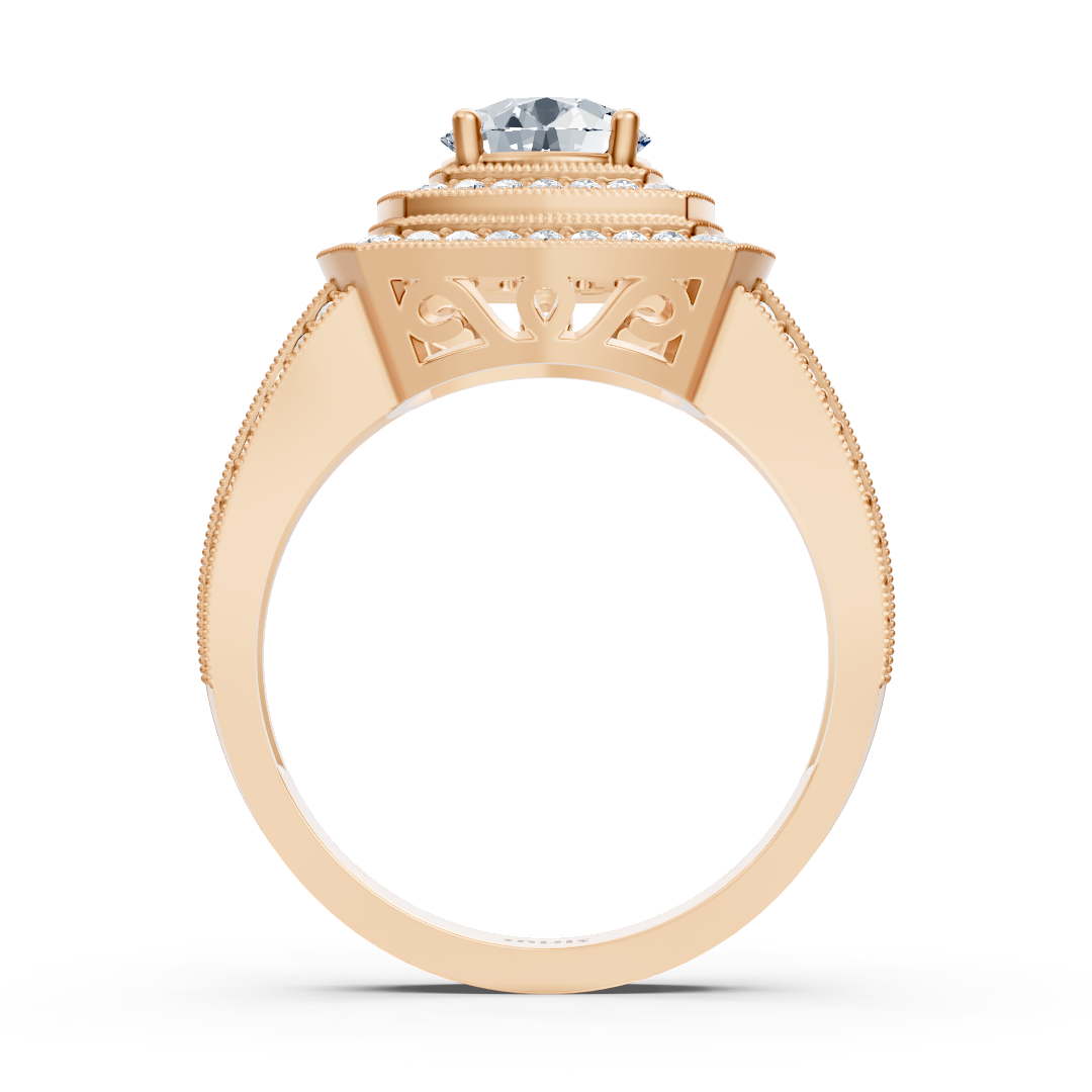 Roségoldener Quadratischer Halo Weisstopas Diamantring