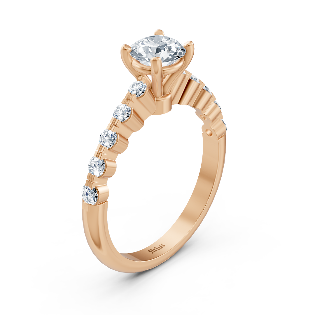 Half Eternity & Solitaire Diamond Ring Rose Gold