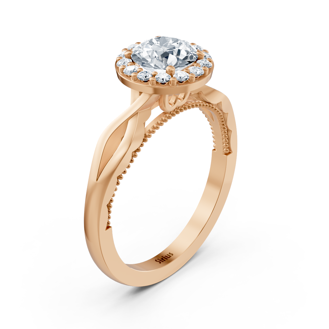 1.00 Carat Halo Solitaire Diamond Engagement Ring in Rose Gold