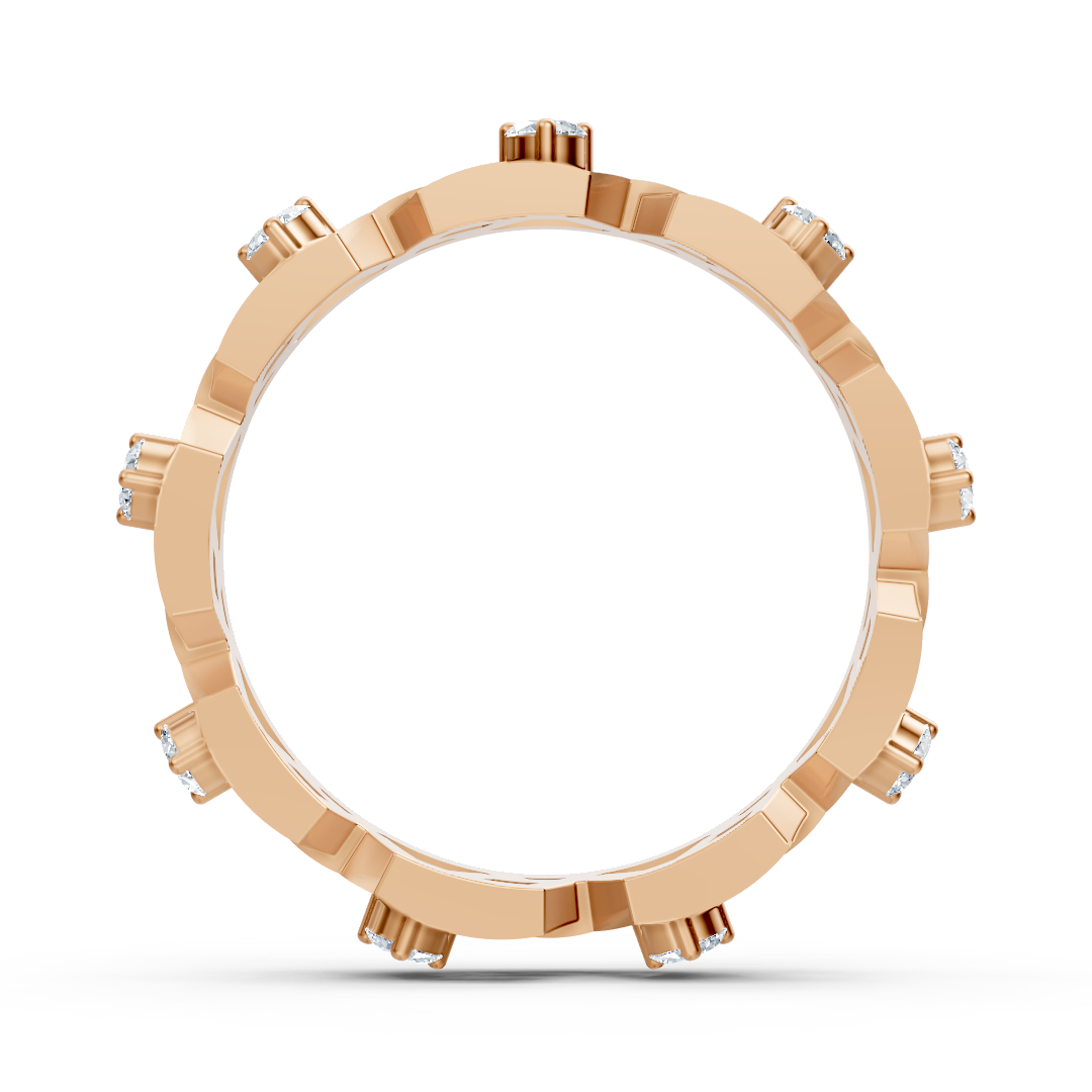 Geometrischer Rosegoldring mit Diamanten