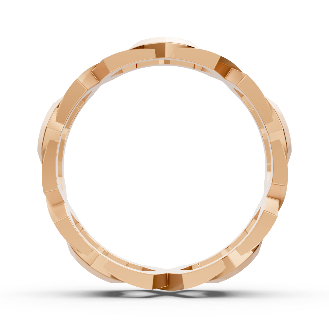 Bague exquise en or rose et diamants – design géométrique