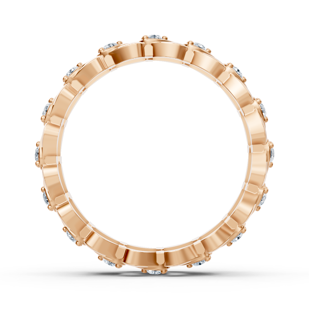 Elegant rose gold ring with diamonds – filigree leaf design