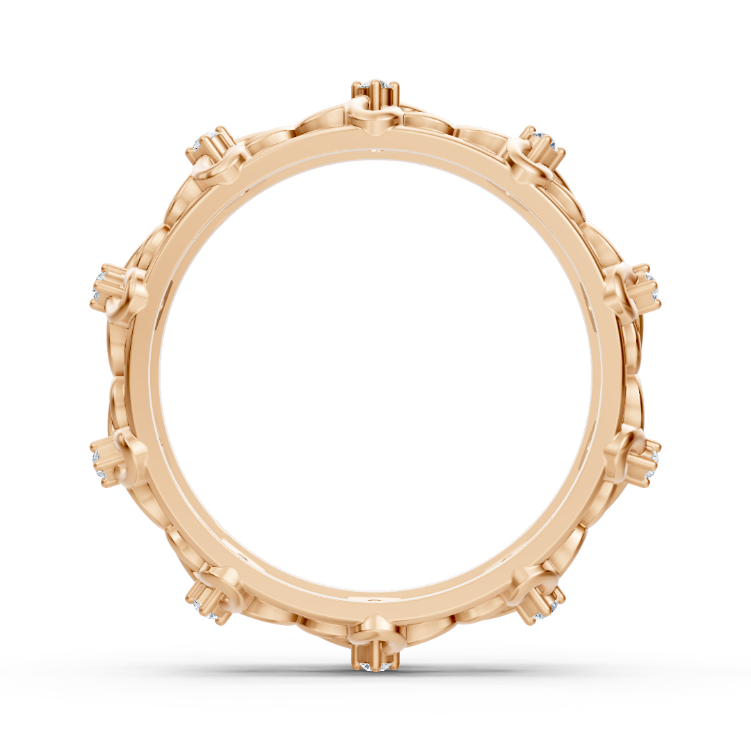 Elegant rose gold ring with round diamonds in prong design