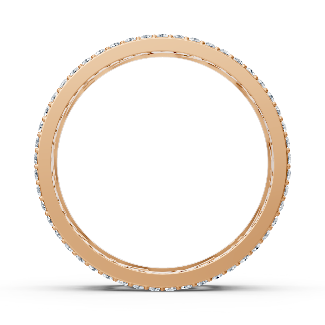 Bague moderne en or rose avec diamants ronds en forme de griffes