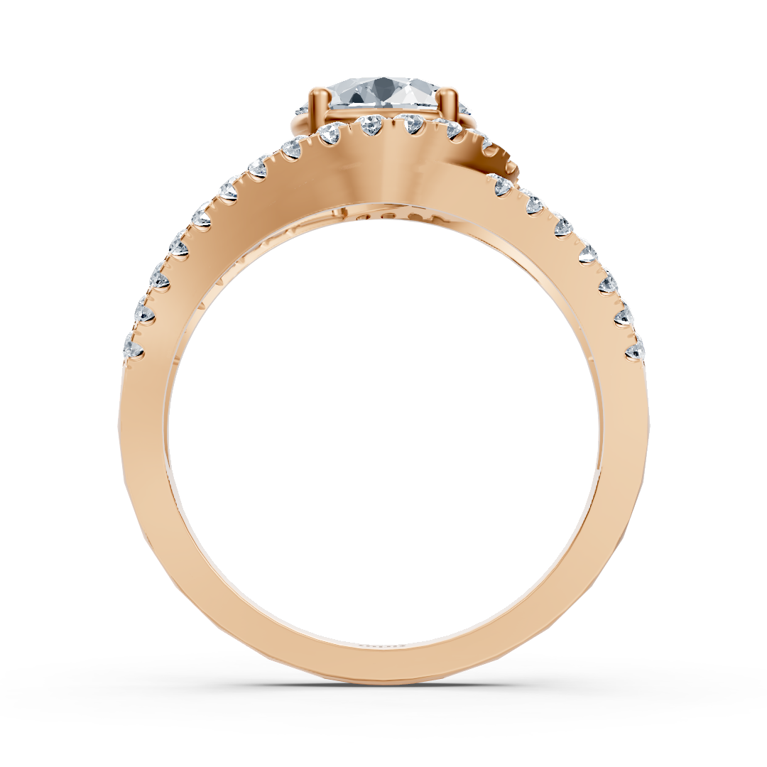 Roségoldener Weisstopas Diamant-Halo-Verlobungsring