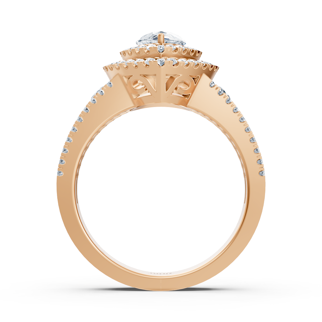 Bague de fiançailles Birgie Halo diamant et saphir or rose